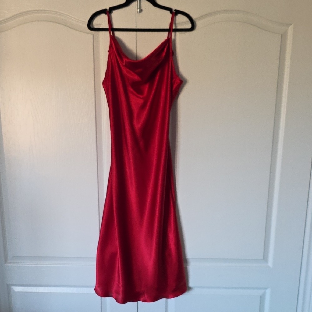 Bebe Vibrant Red Satin Dress